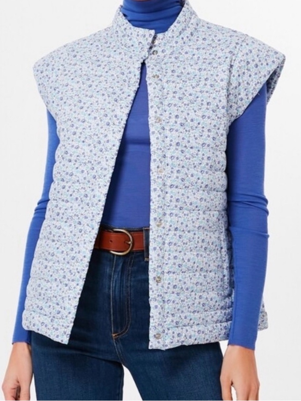 TUCKERNUCK HYACINTH HOUSE dainty floral snap button quilted vest size xs